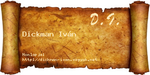 Dickman Iván névjegykártya
